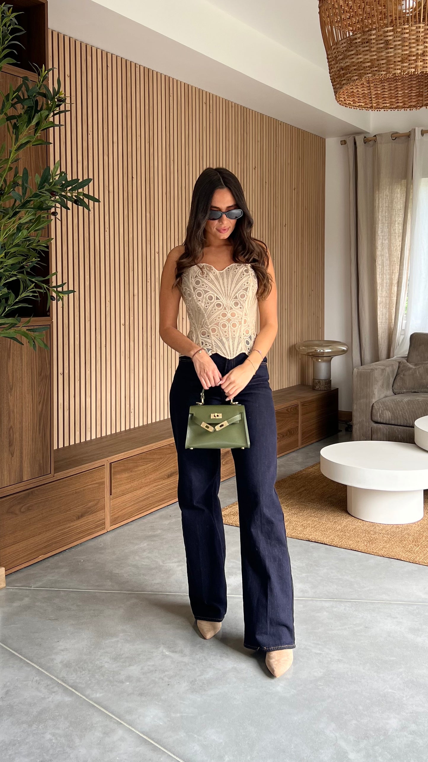 Corset en dentelle - beige