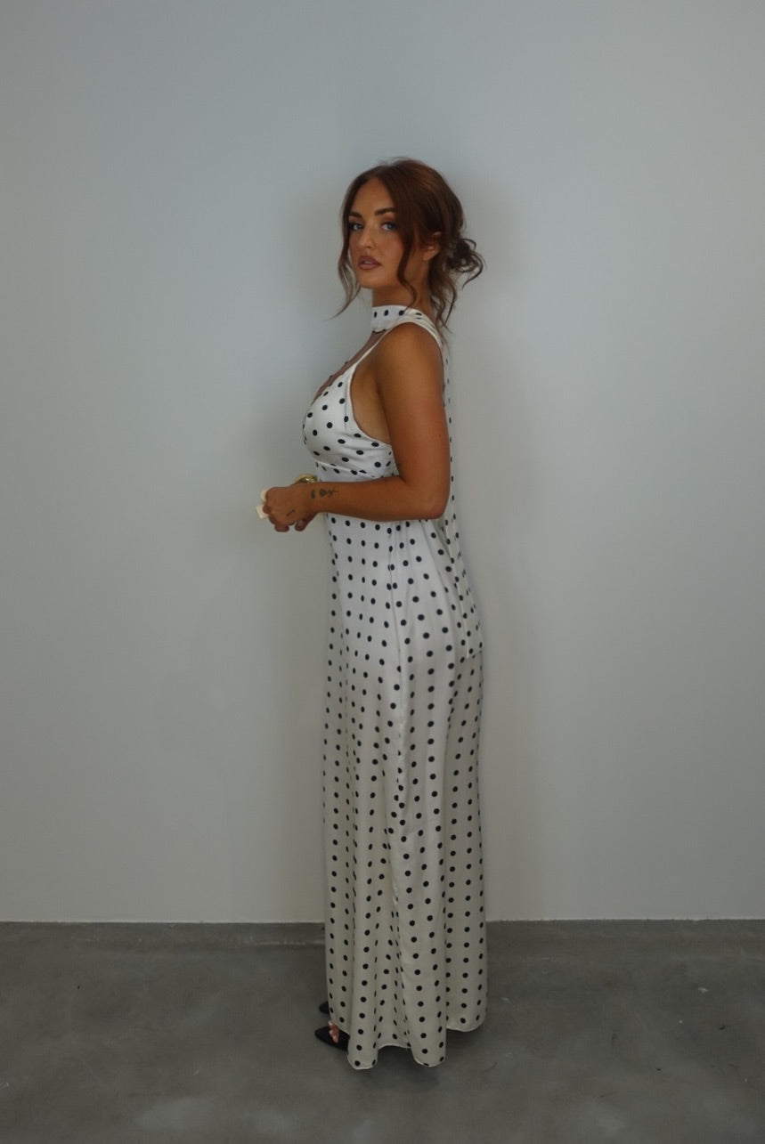 Robe longue à pois - blanche