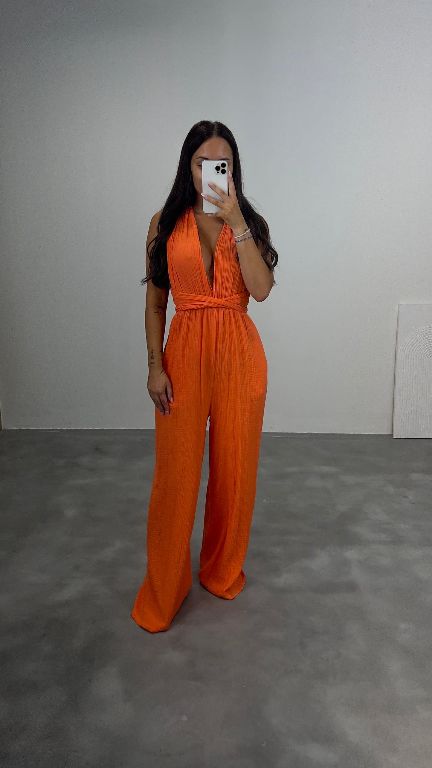 Combinaison gaze de coton orange