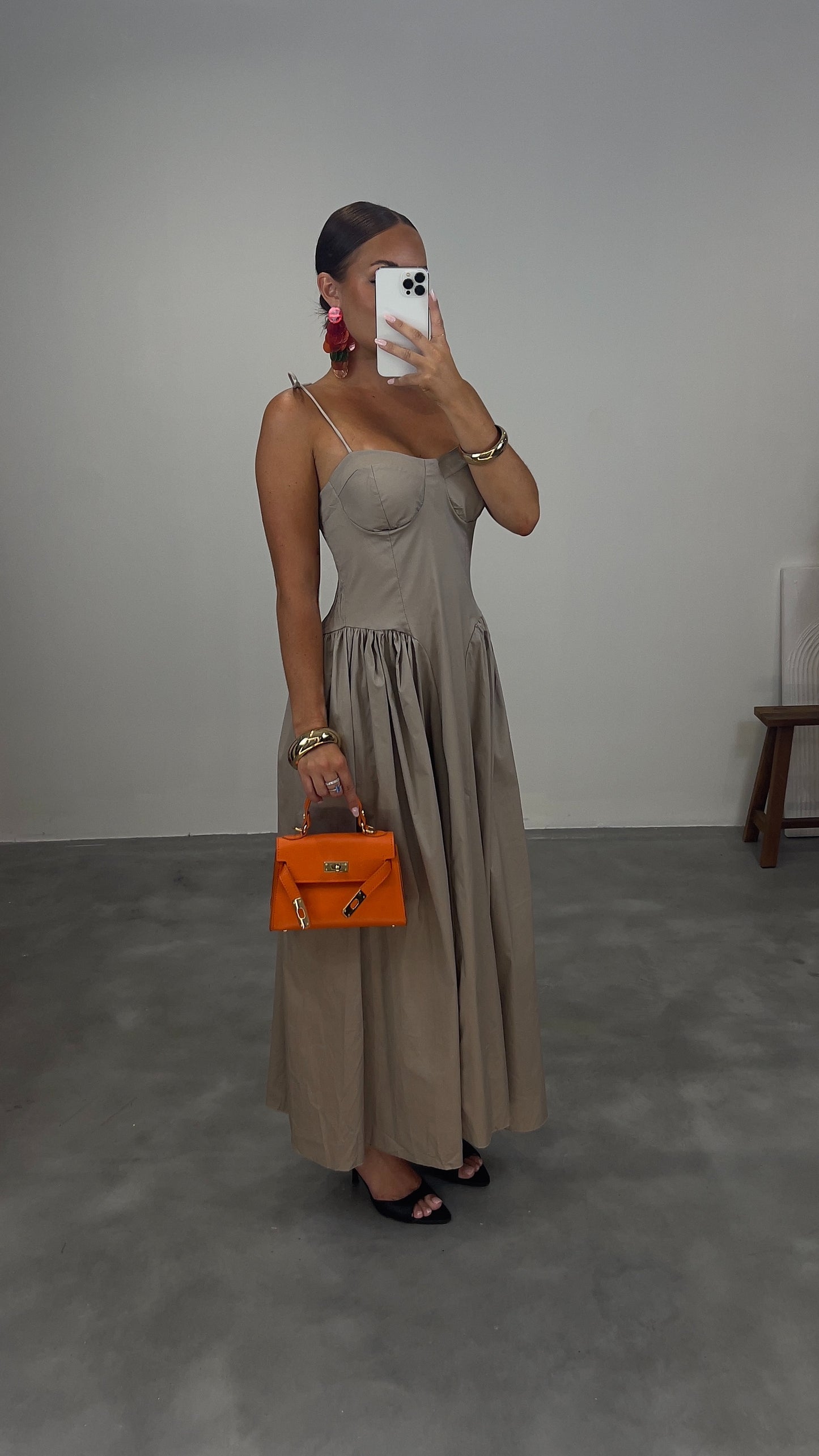 Robe longue corset - taupe