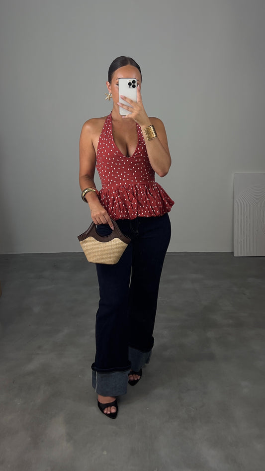 Top à pois - terracotta