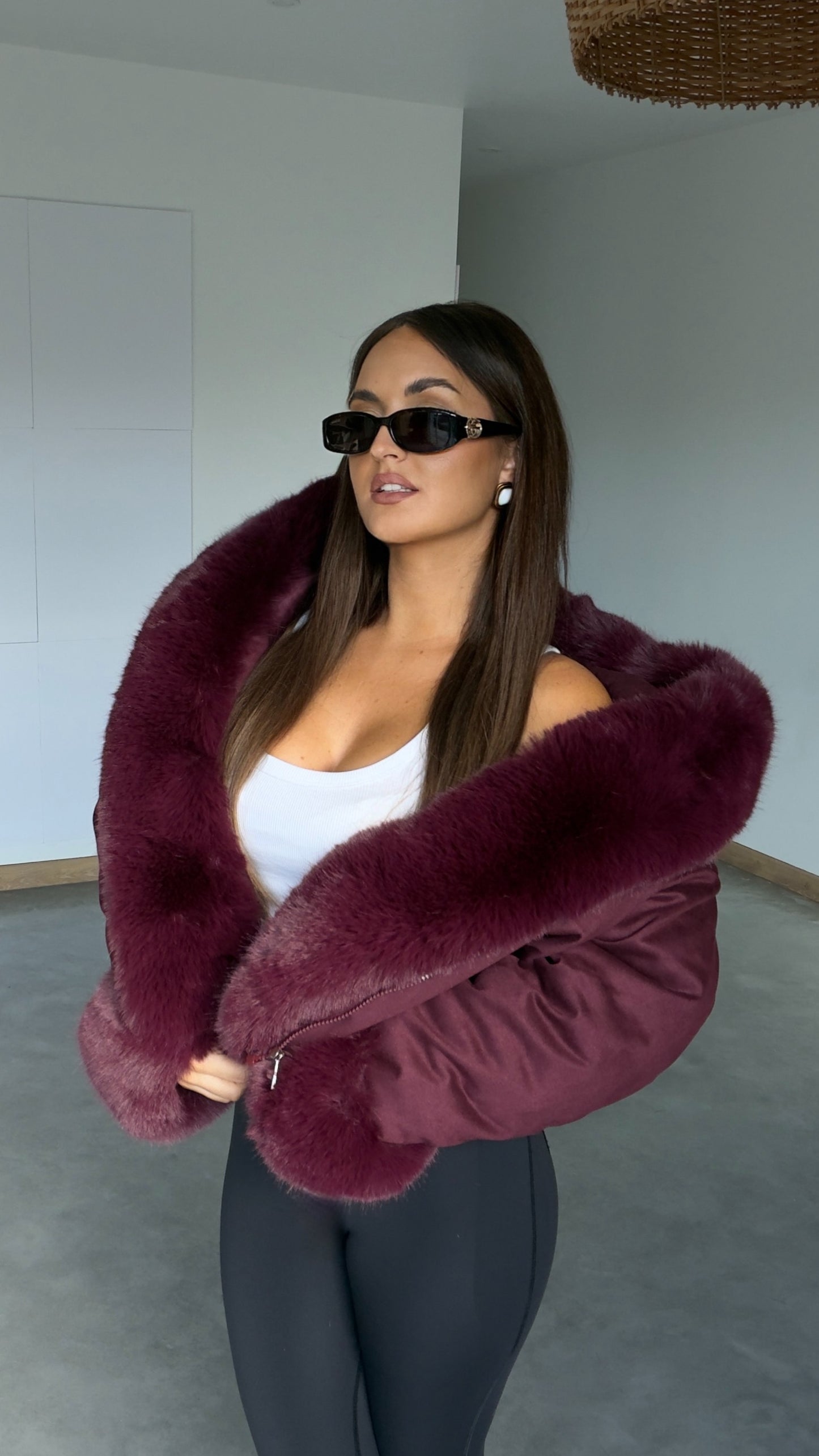 Manteau court bouffant - Bordeaux