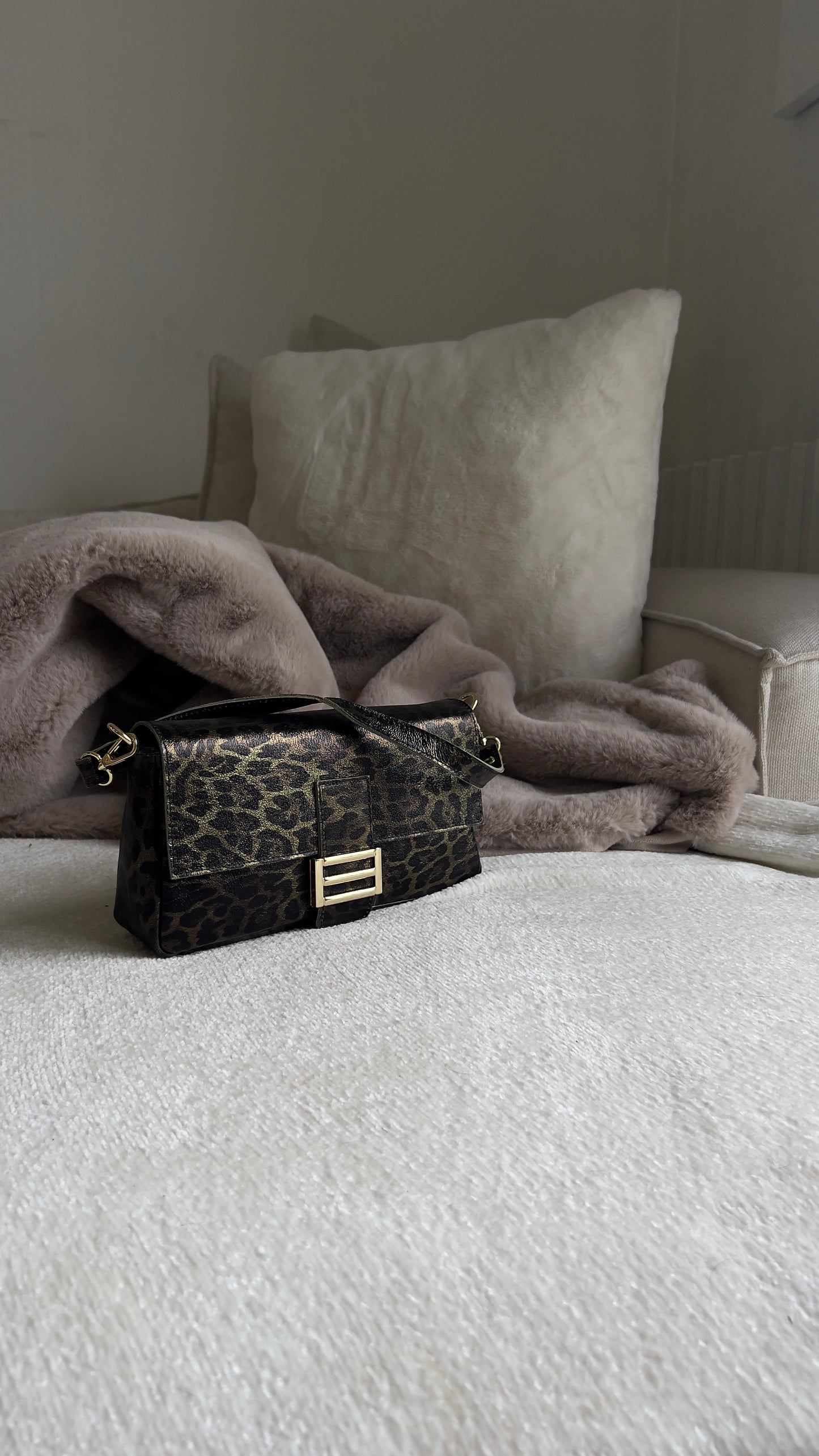 Sac baguette en cuir - léopard