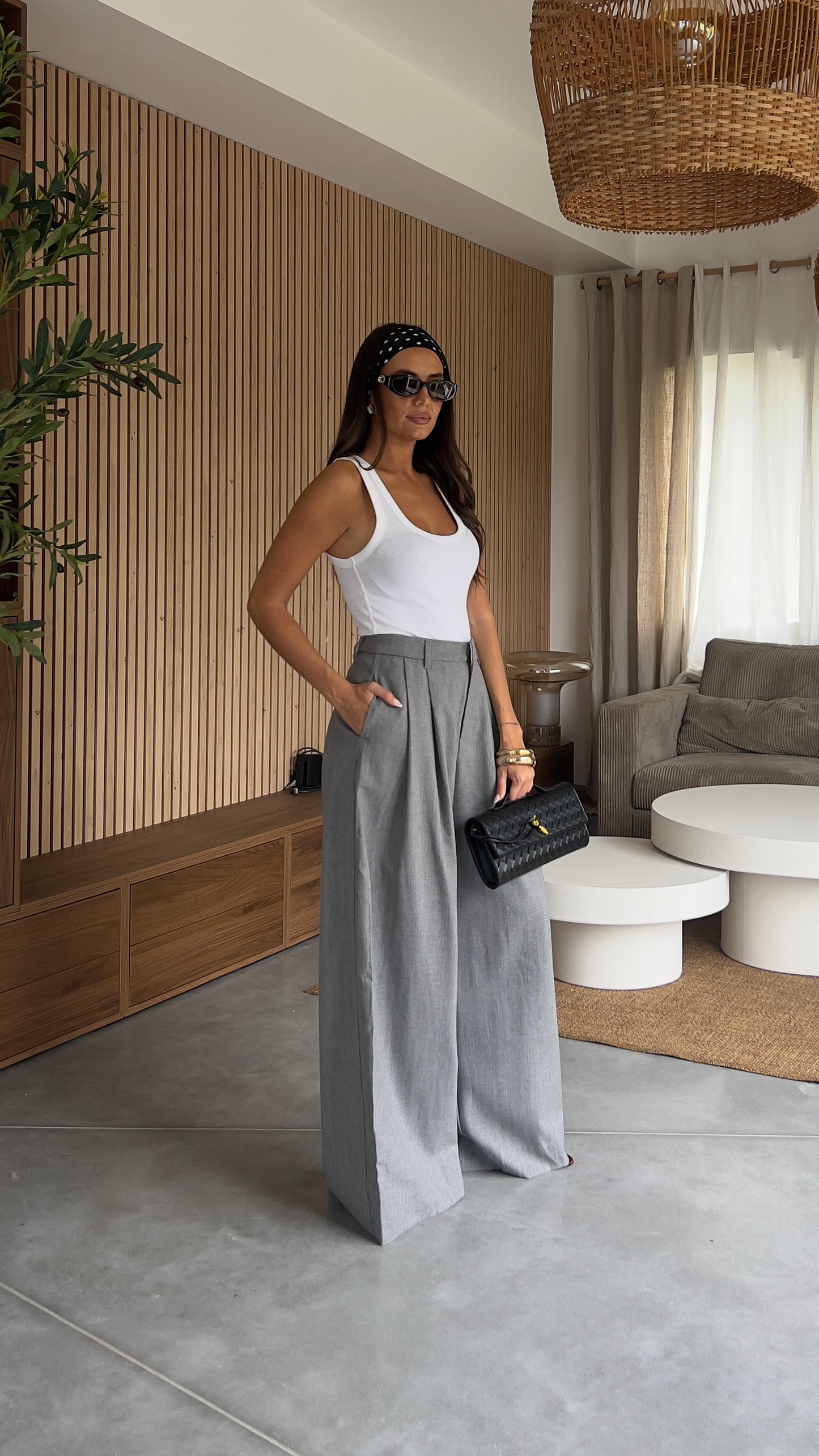 Pantalon tailleur simple - gris