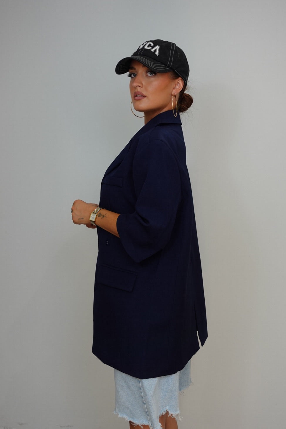 Blazer manches courtes loose - bleu marine