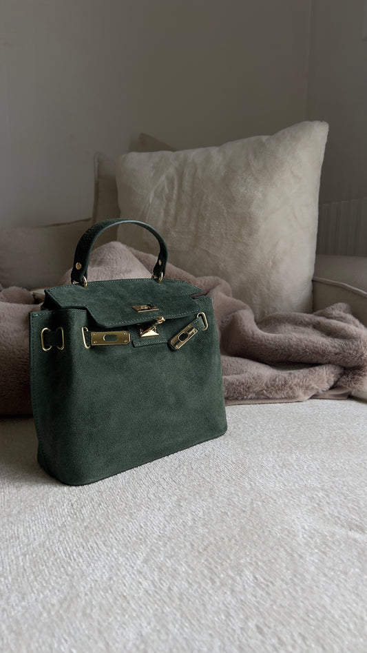 Sac cuir véritable - vert sapin