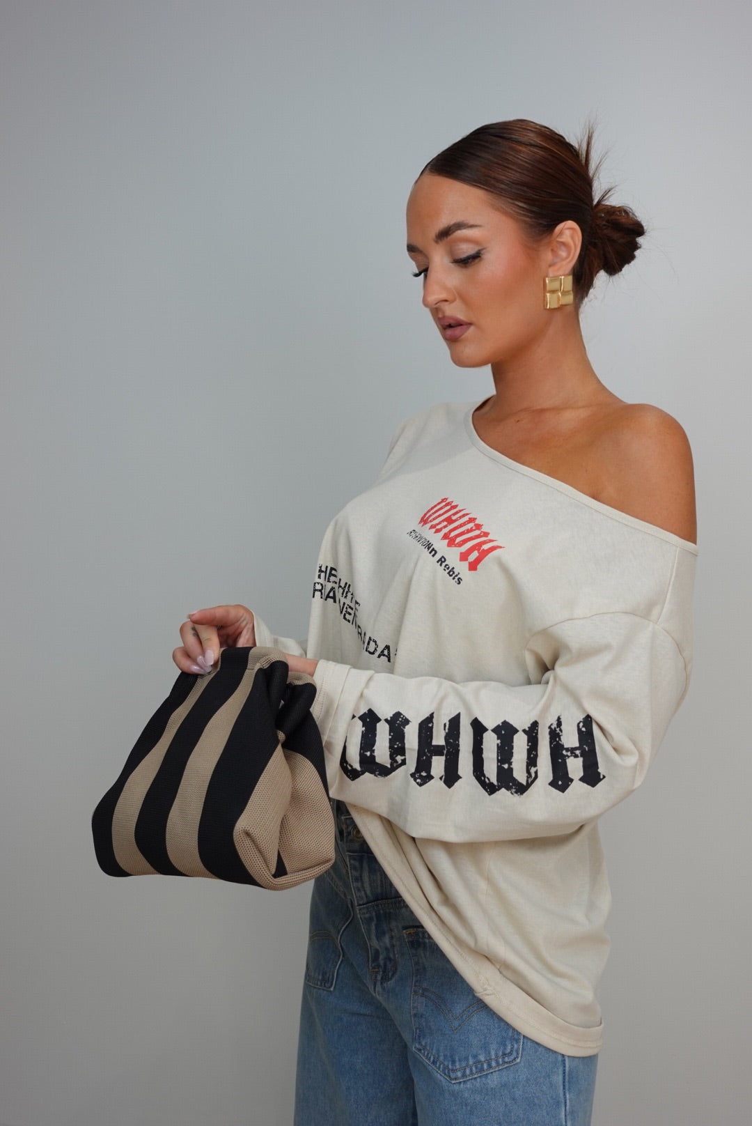 Haut loose imprimé - beige