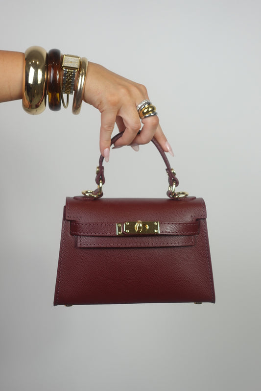 Sac inspiration en cuir - bordeaux