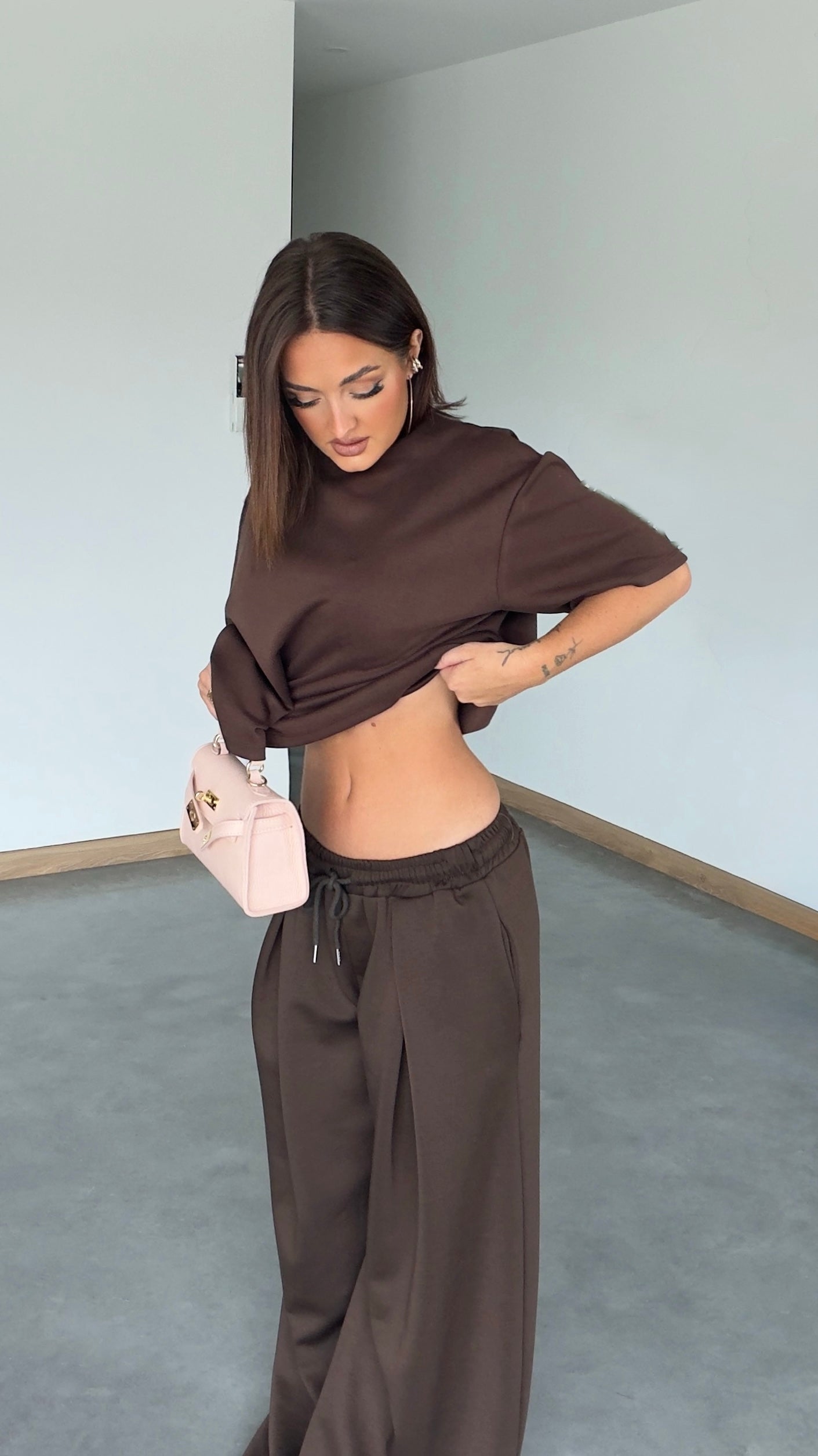 T-shirt sweat court - chocolat