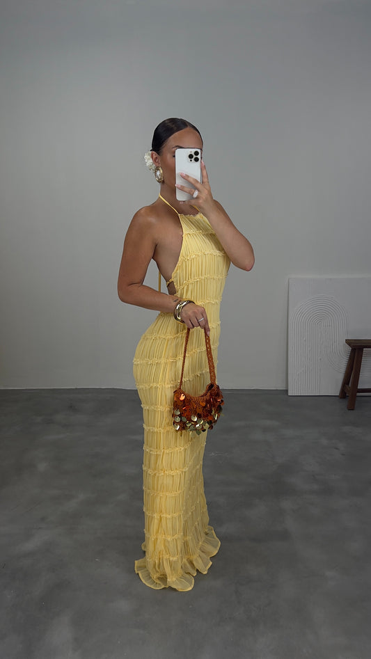 Robe gaufrée CALYPSO - jaune