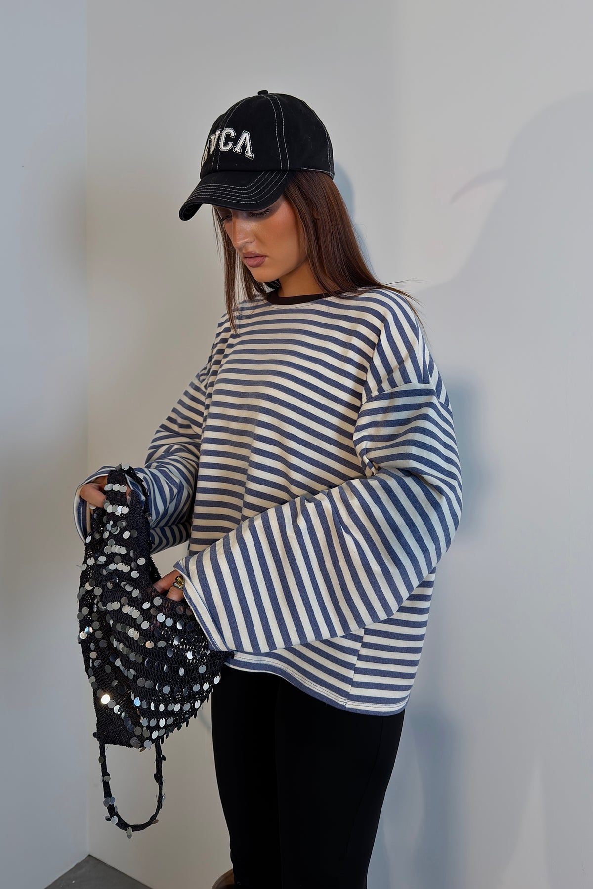 Marinière manches longues - bleu jean/blanc