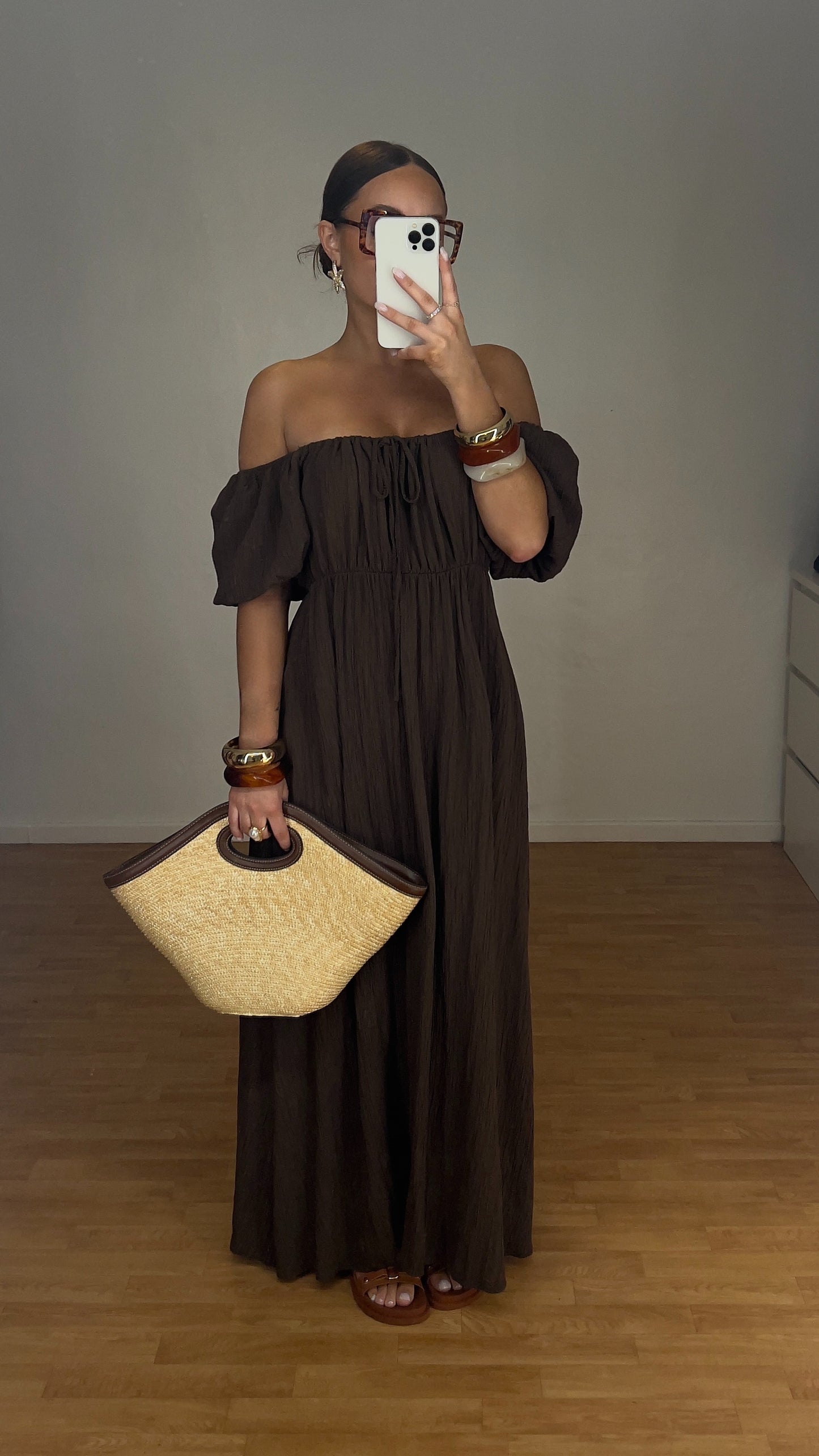 Robe manches bohème - chocolat