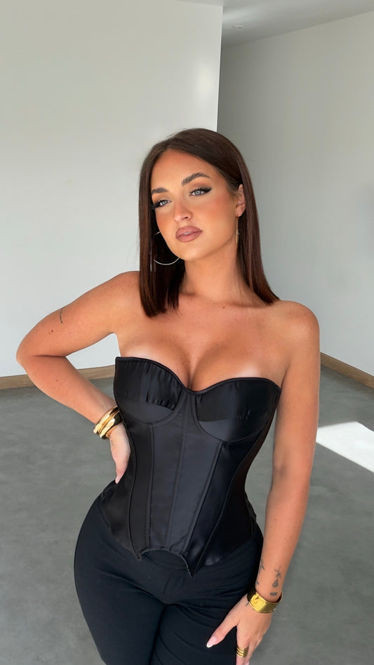 Corset satiné - noir