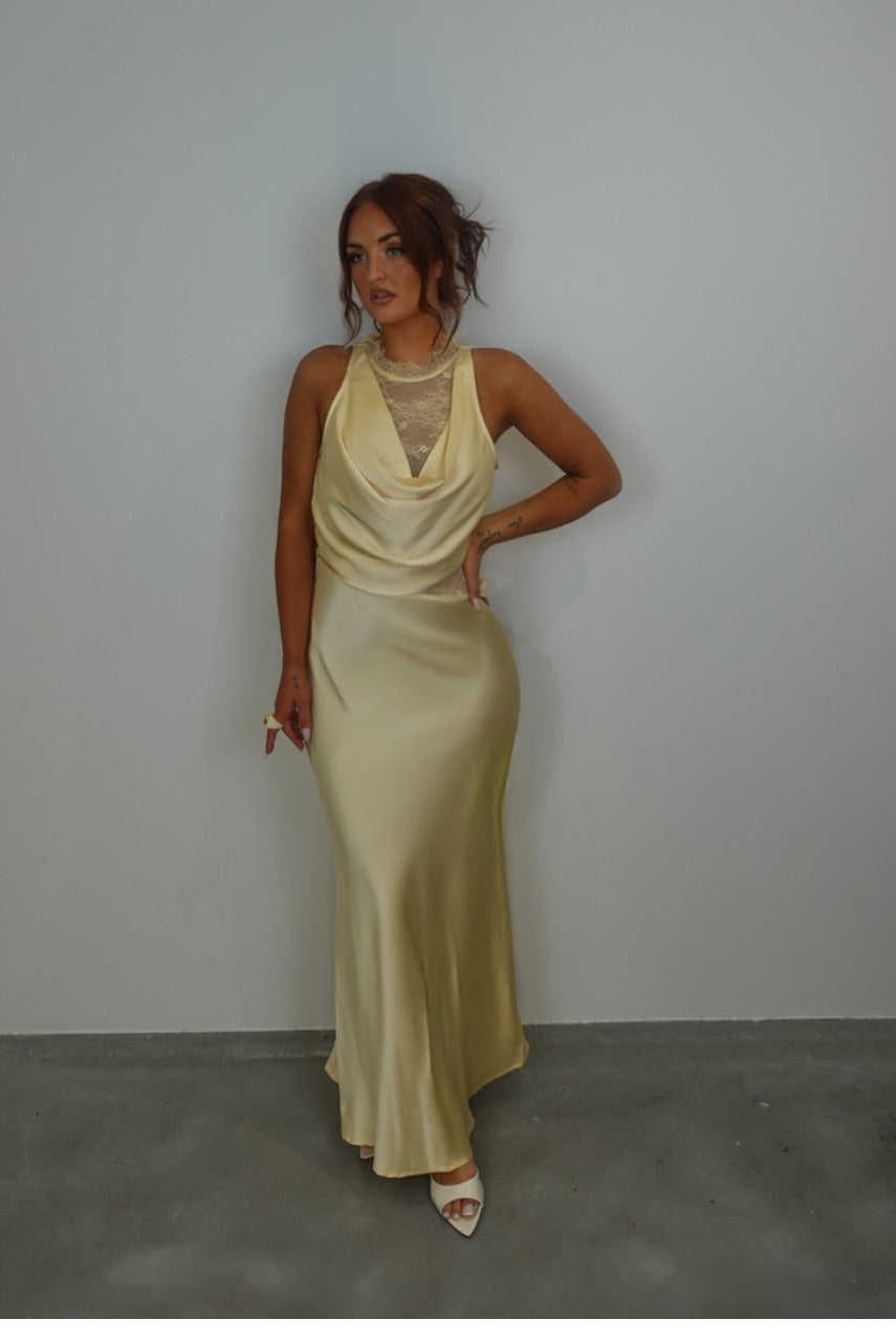 Robe longue dentelle - jaune