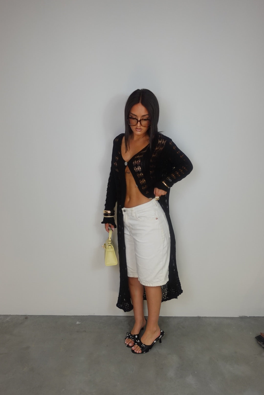 Gilet long en maille - noir