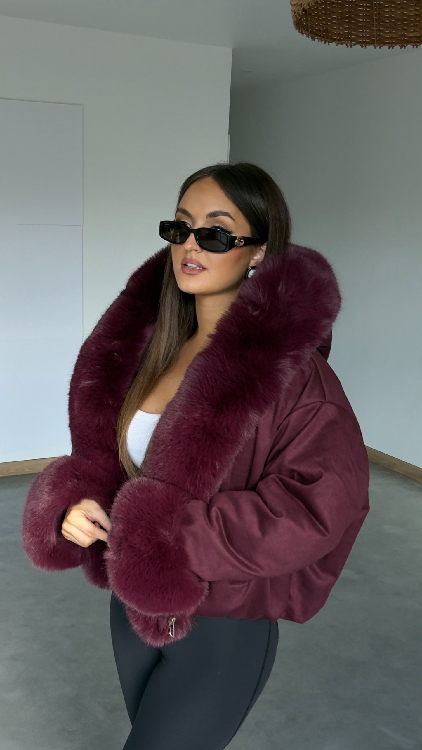 Manteau court bouffant - Bordeaux