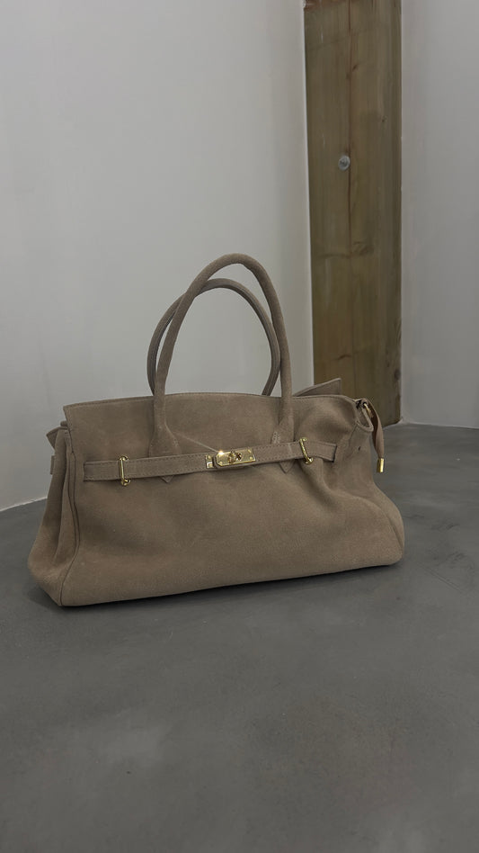 Grand sac en cuir - taupe clair