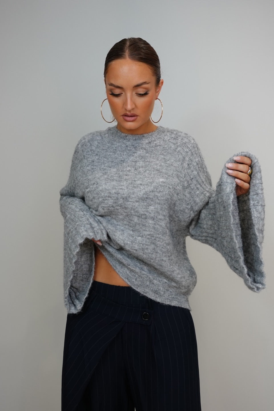 Pull manches évasées - gris