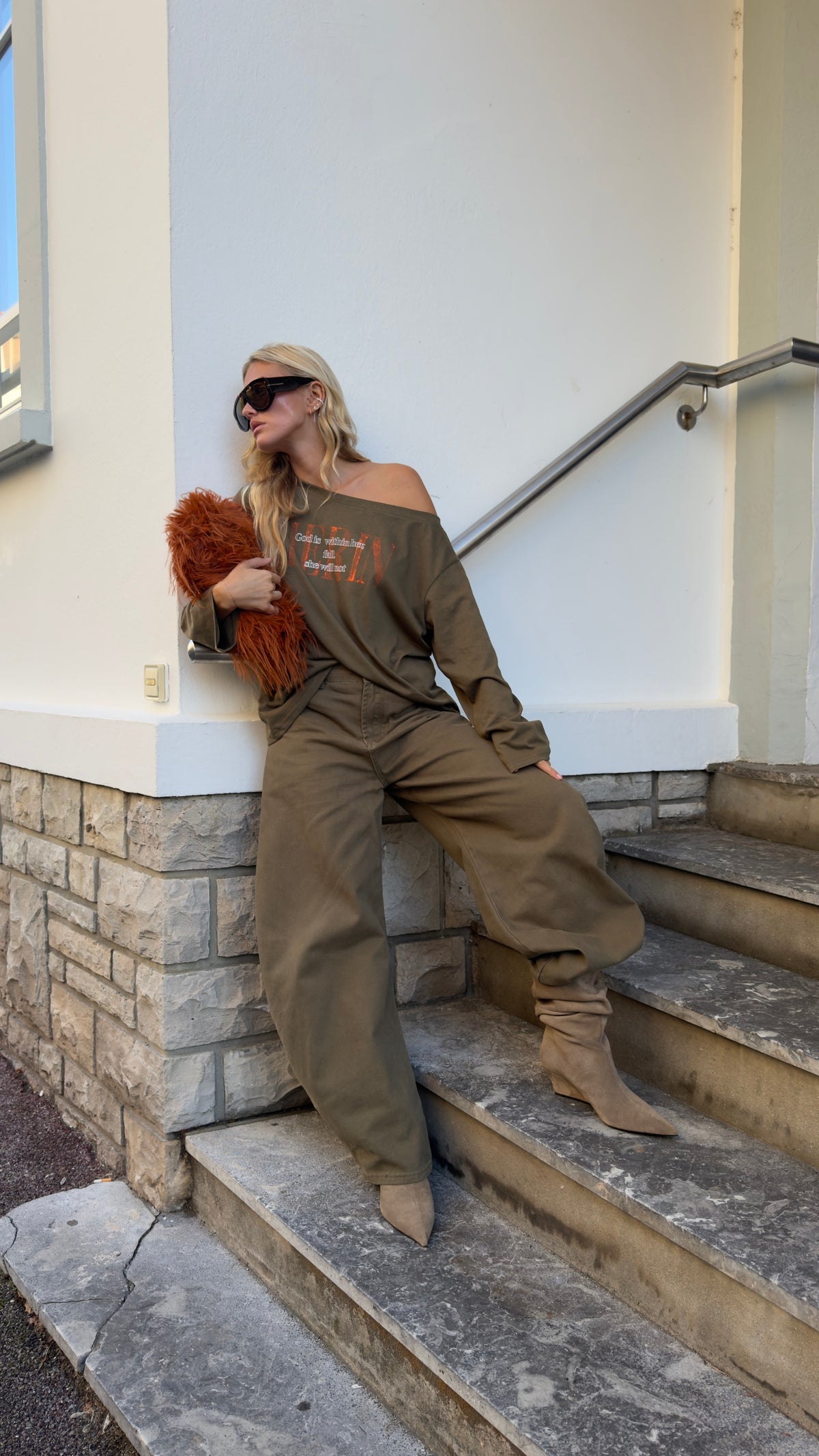 Haut loose asymétrique - kaki