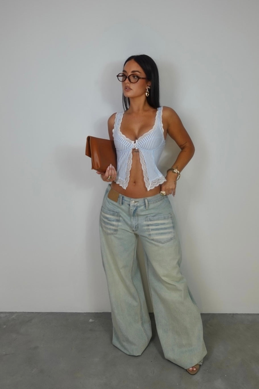 Top ouvert - vichy bleu
