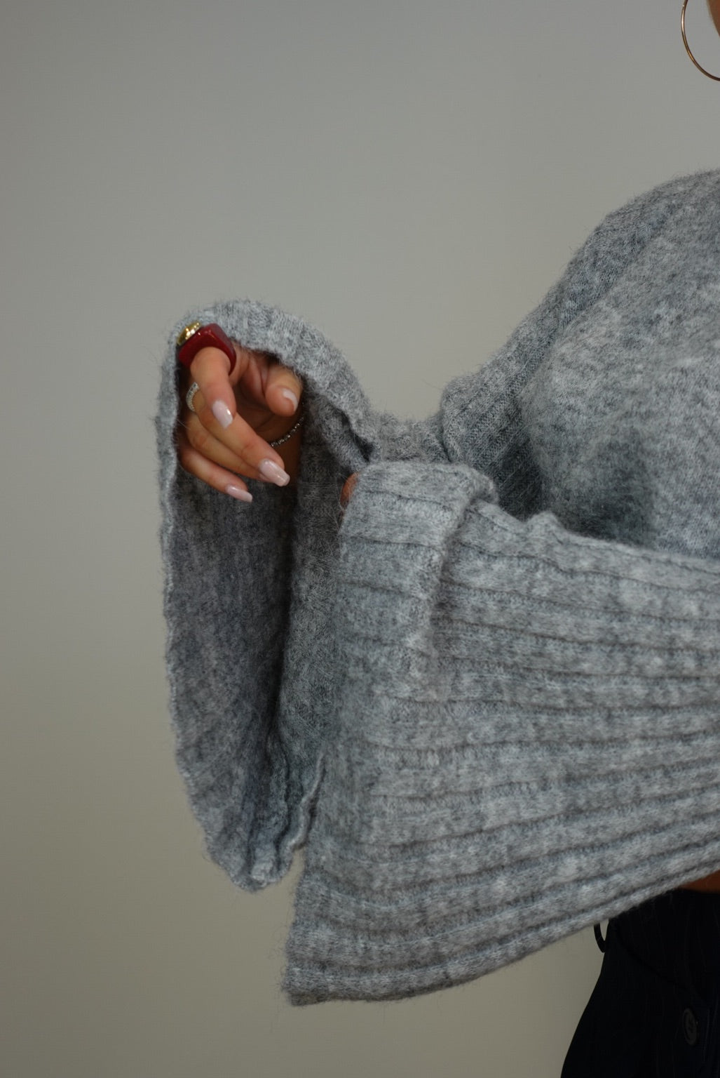 Pull manches évasées - gris