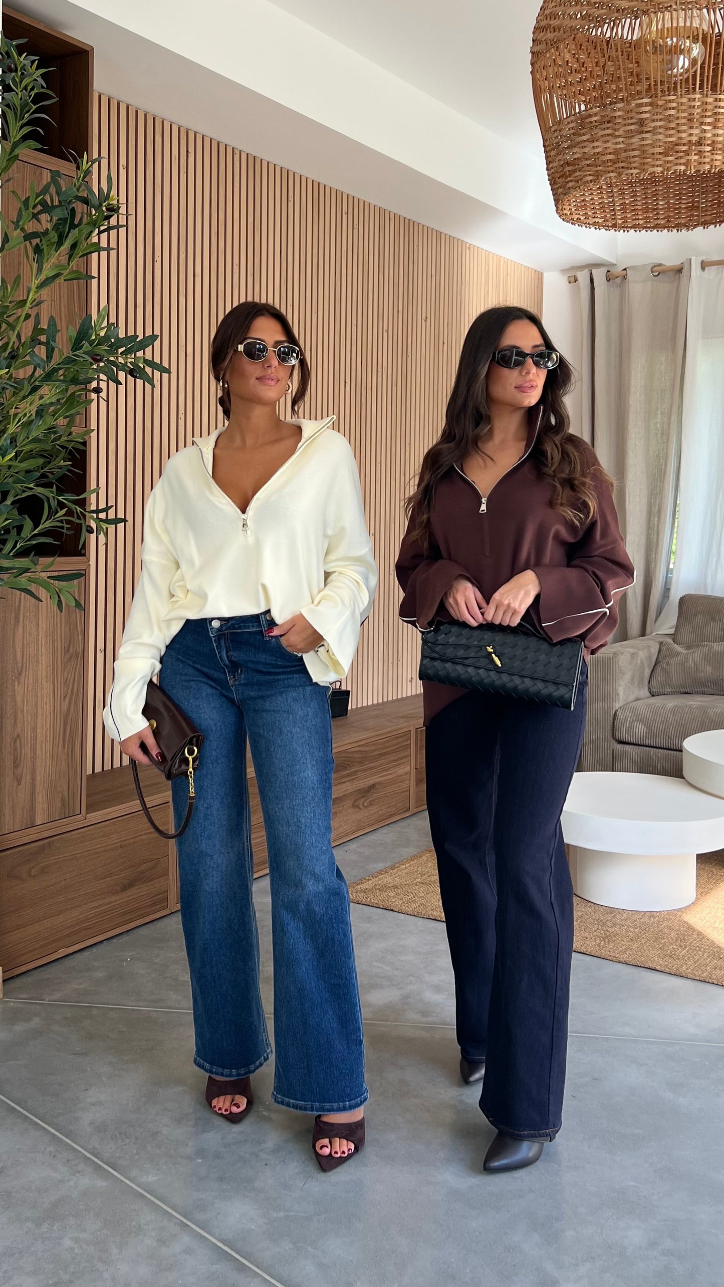 Pull avec bandes - crème