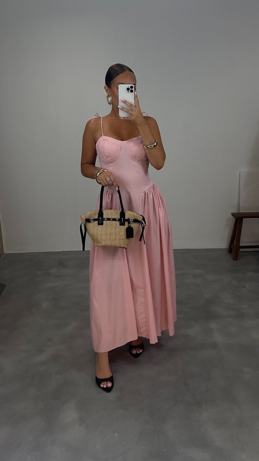 Robe longue corset - rose