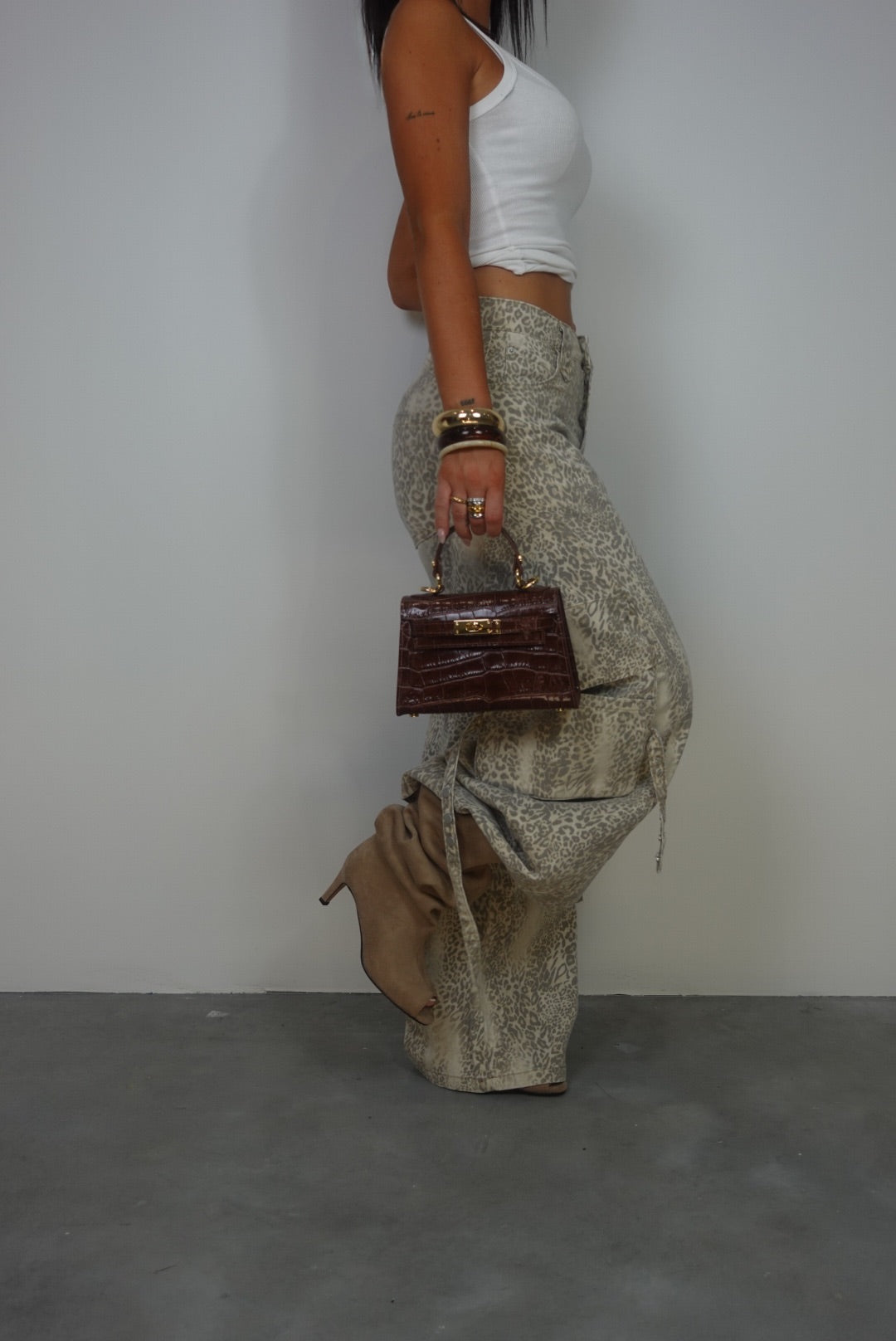 Jean loose taille haute - léopard
