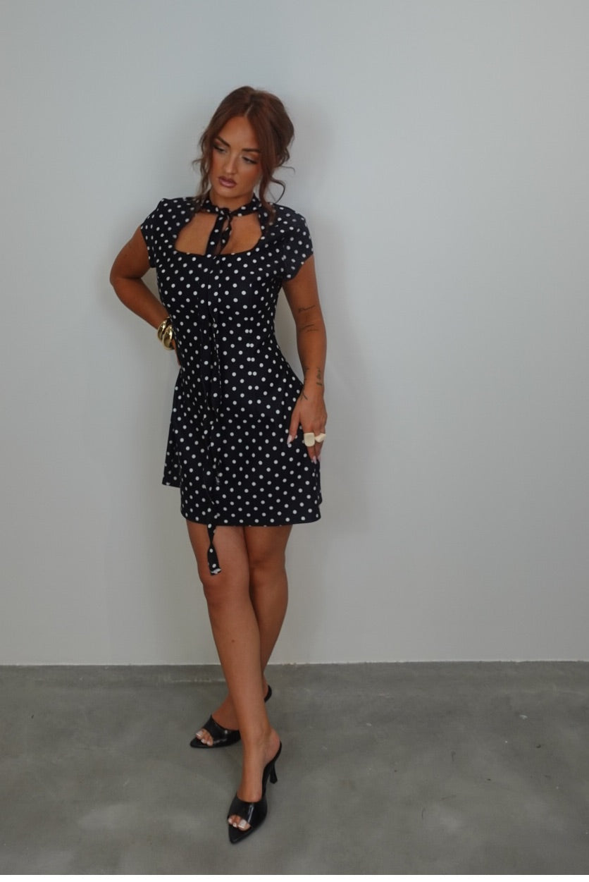 Robe courte à pois - noire