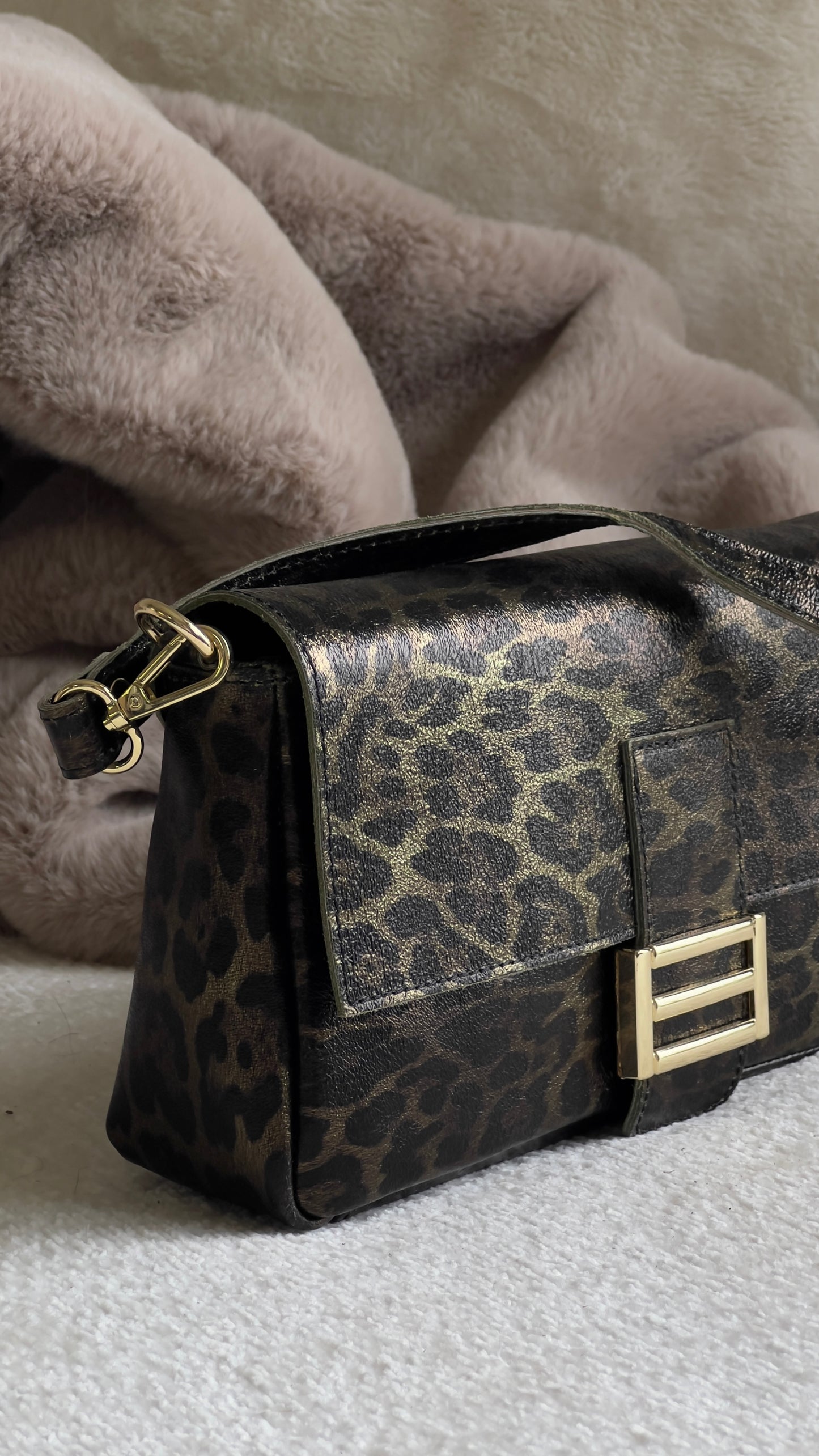 Sac baguette en cuir - léopard