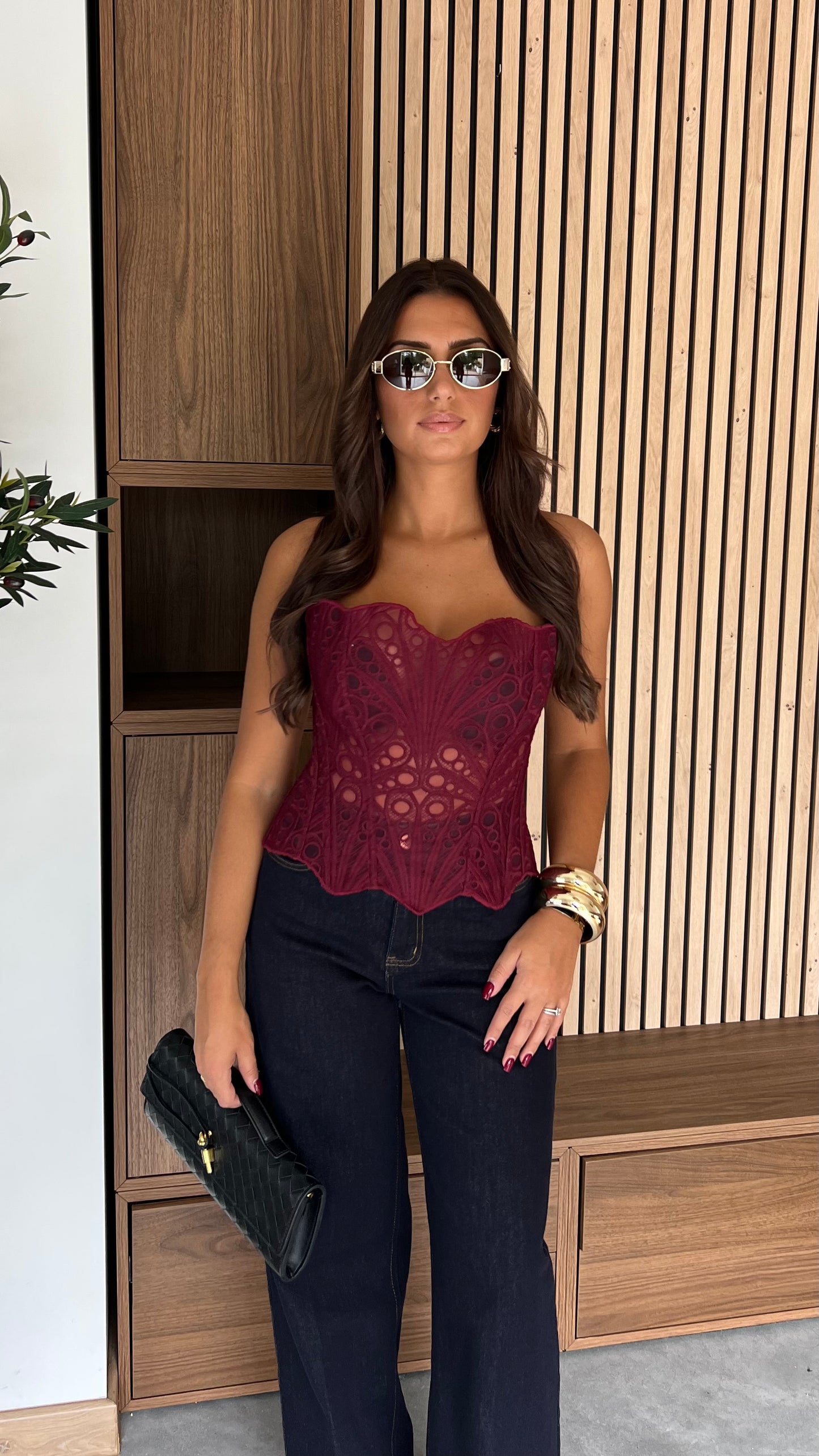 Corset en dentelle - bordeaux