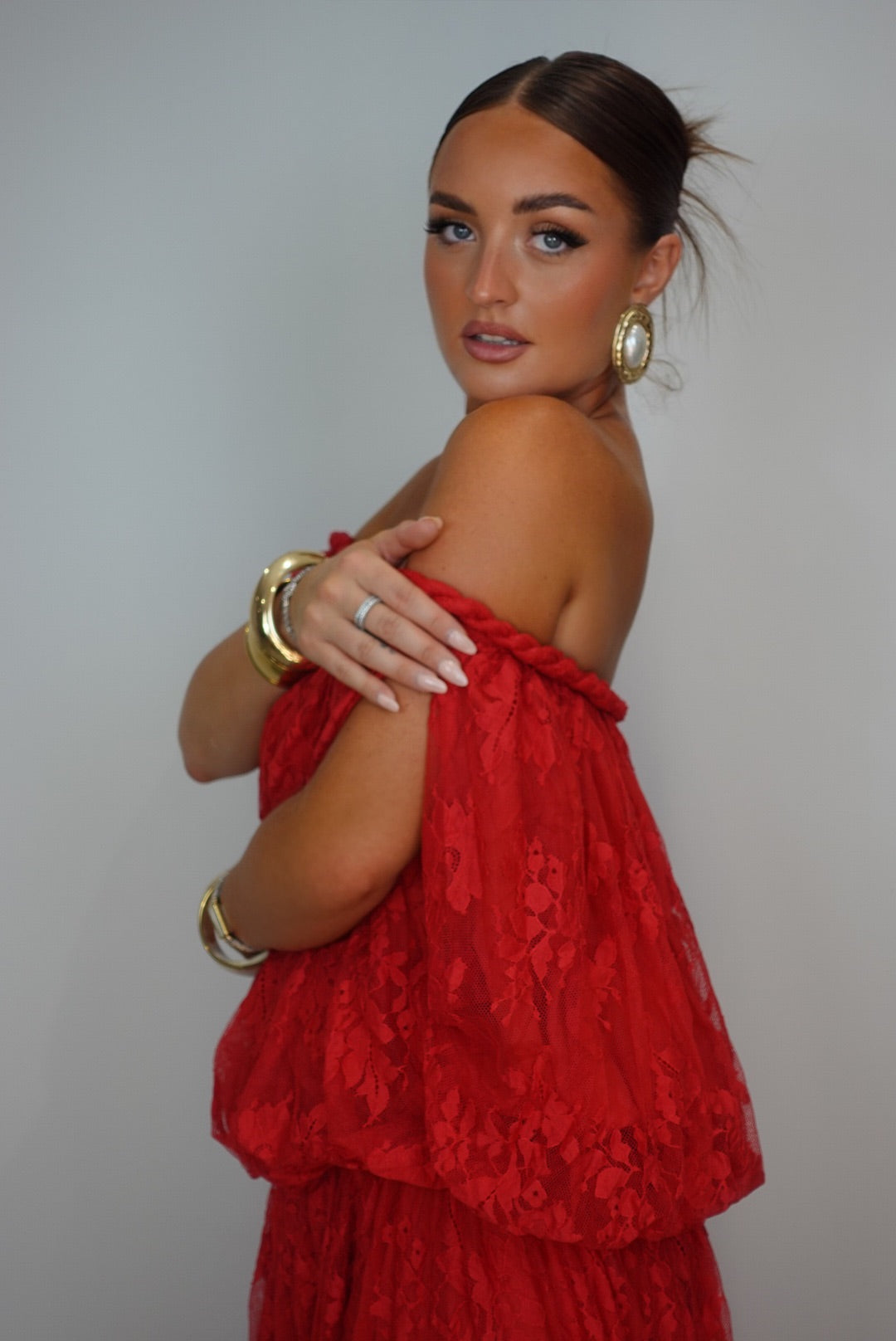 Robe dentelle premium - rouge