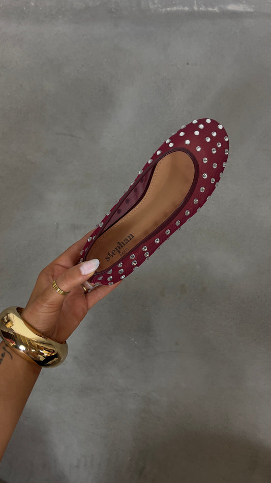 Ballerines strass - bordeaux
