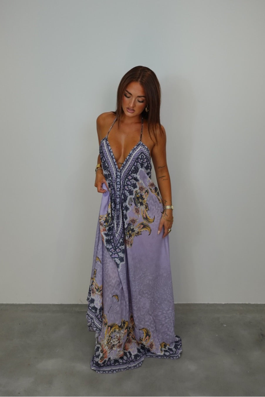 Robe bohème dos nu - violette