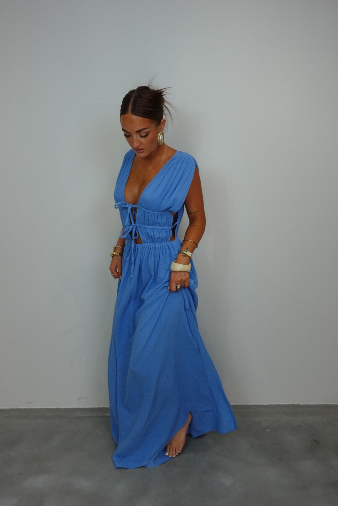 Robe gaze de coton - bleu ciel