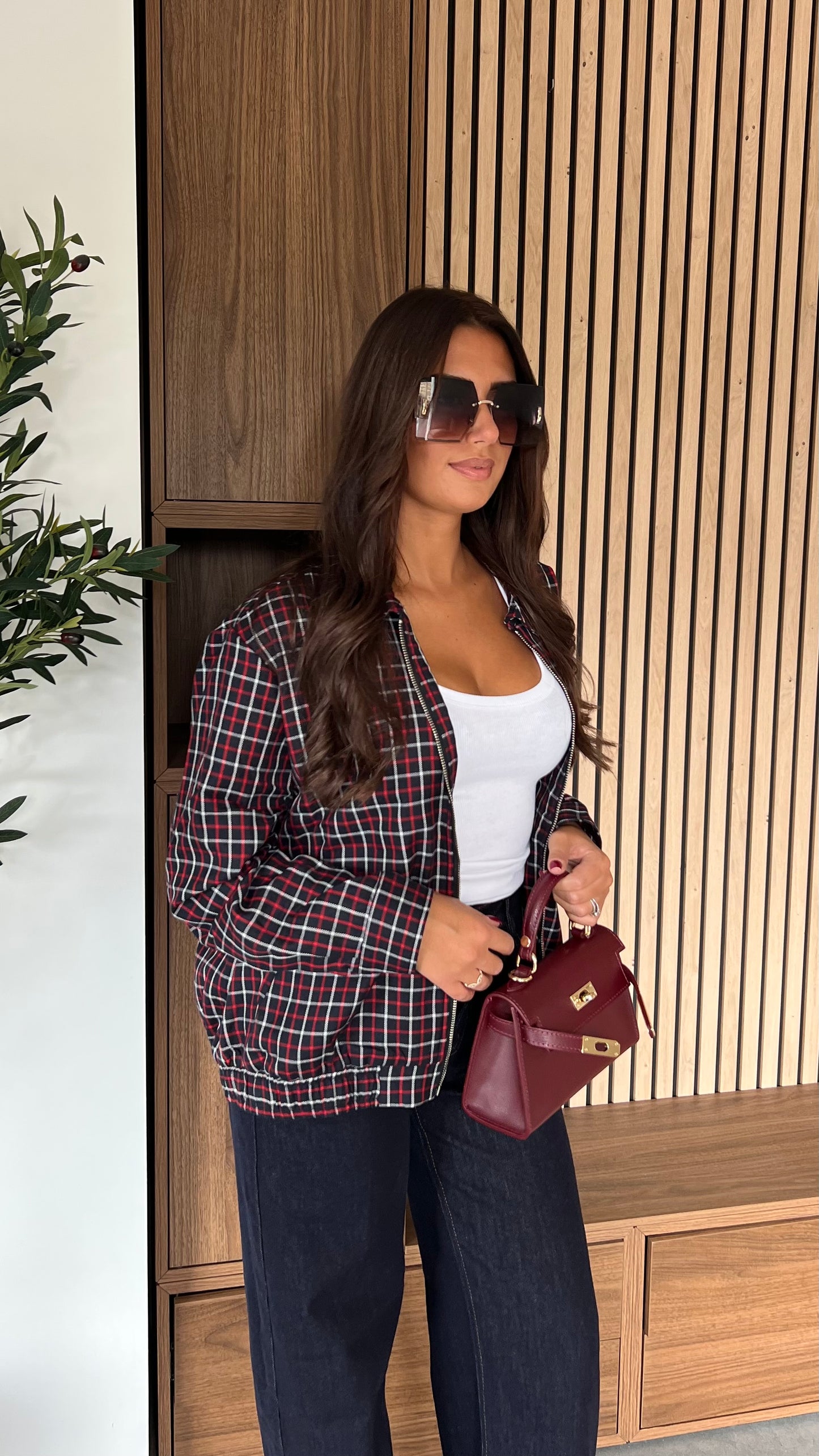 Veste à carreaux - bleu marine