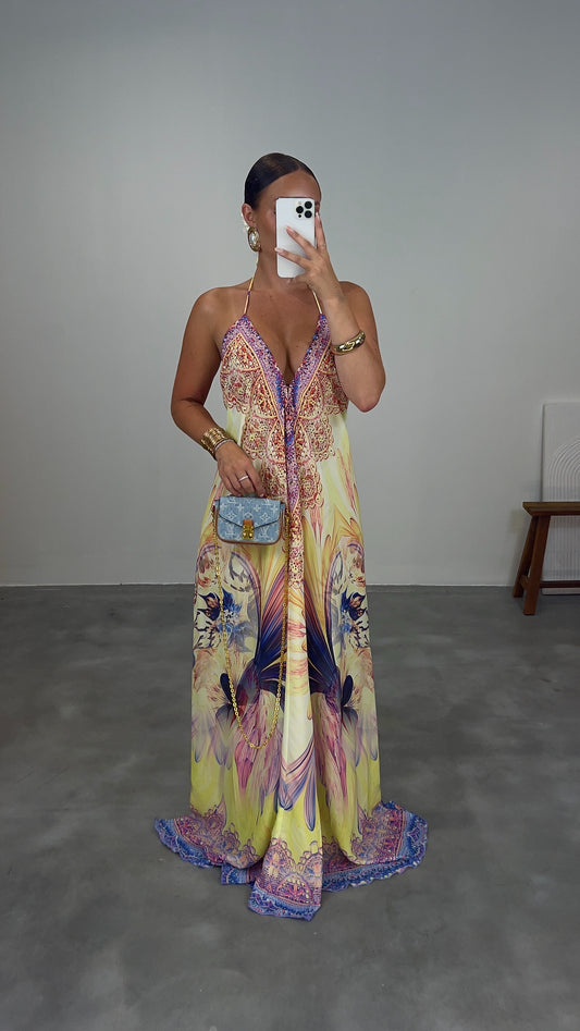 Robe dos nu sirène - jaune