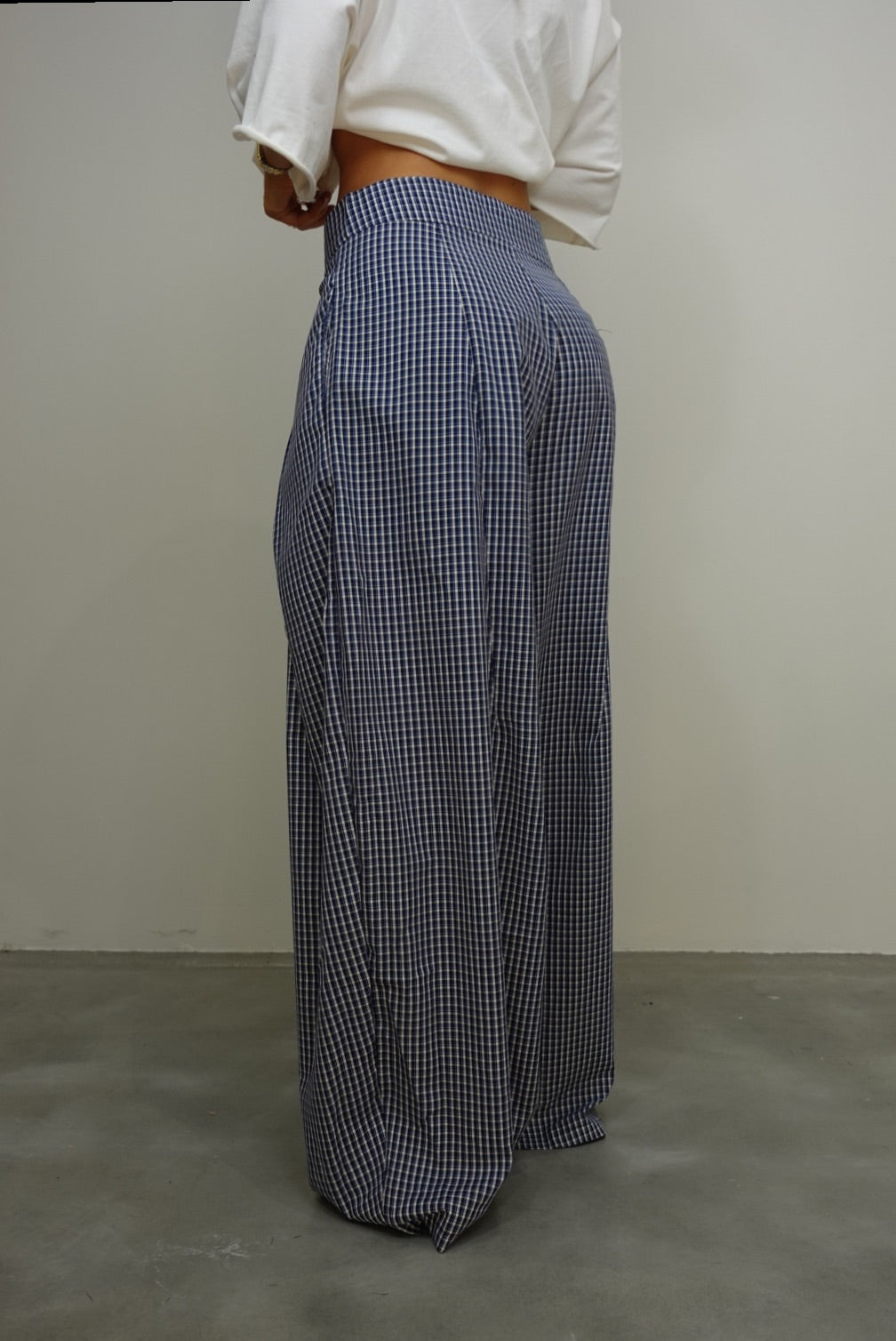 Pantalon à carreaux - bleu marine