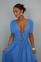 Robe gaze de coton - bleu ciel