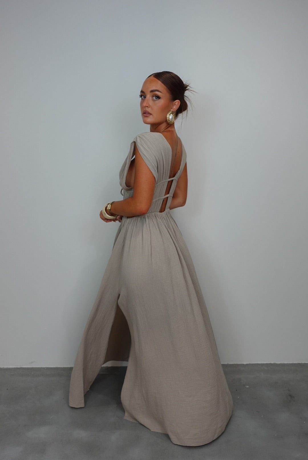 Robe gaze de coton - taupe