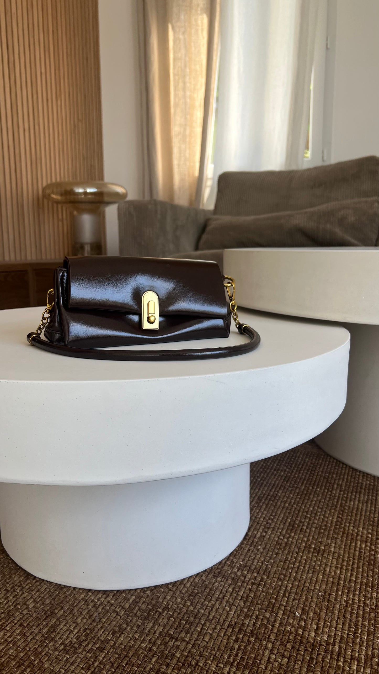 Sac classique en cuir - chocolat