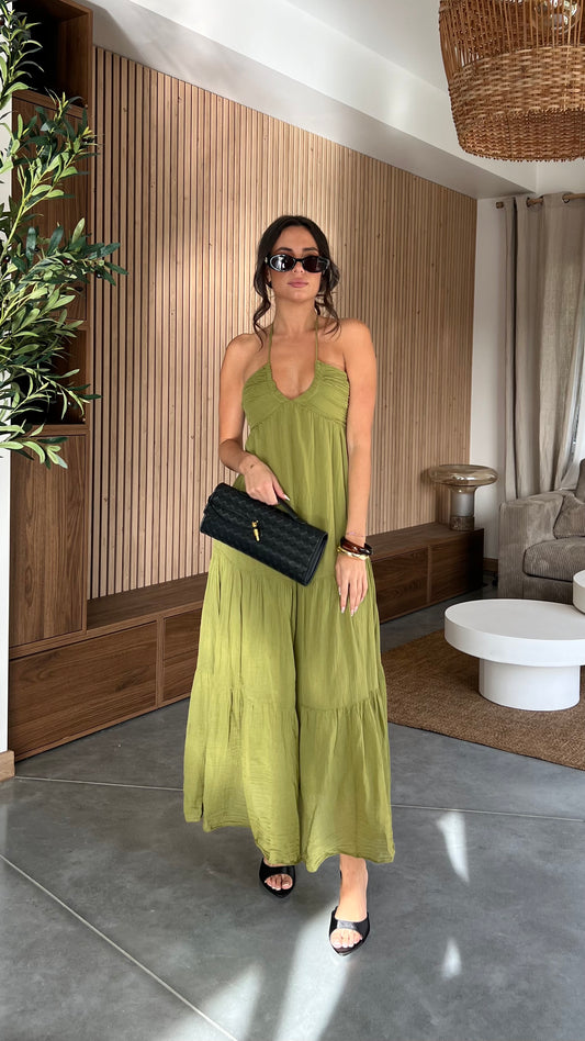 Robe croisée vert olive
