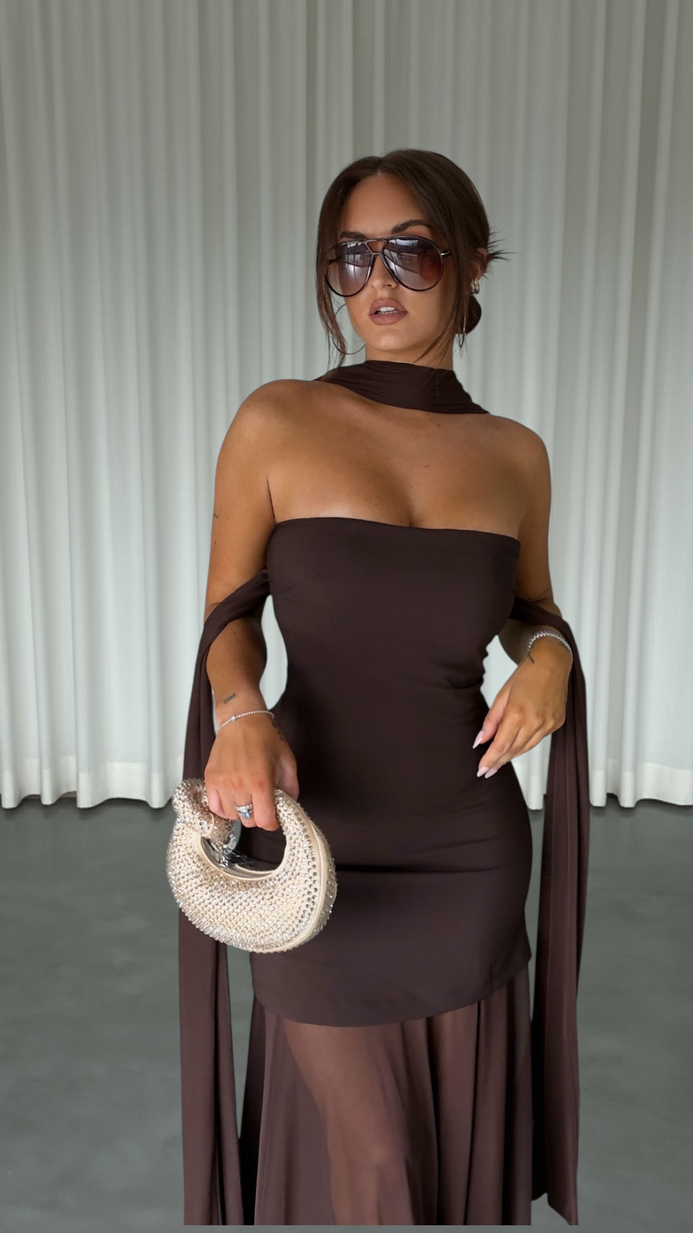 Robe bustier tulle - chocolat