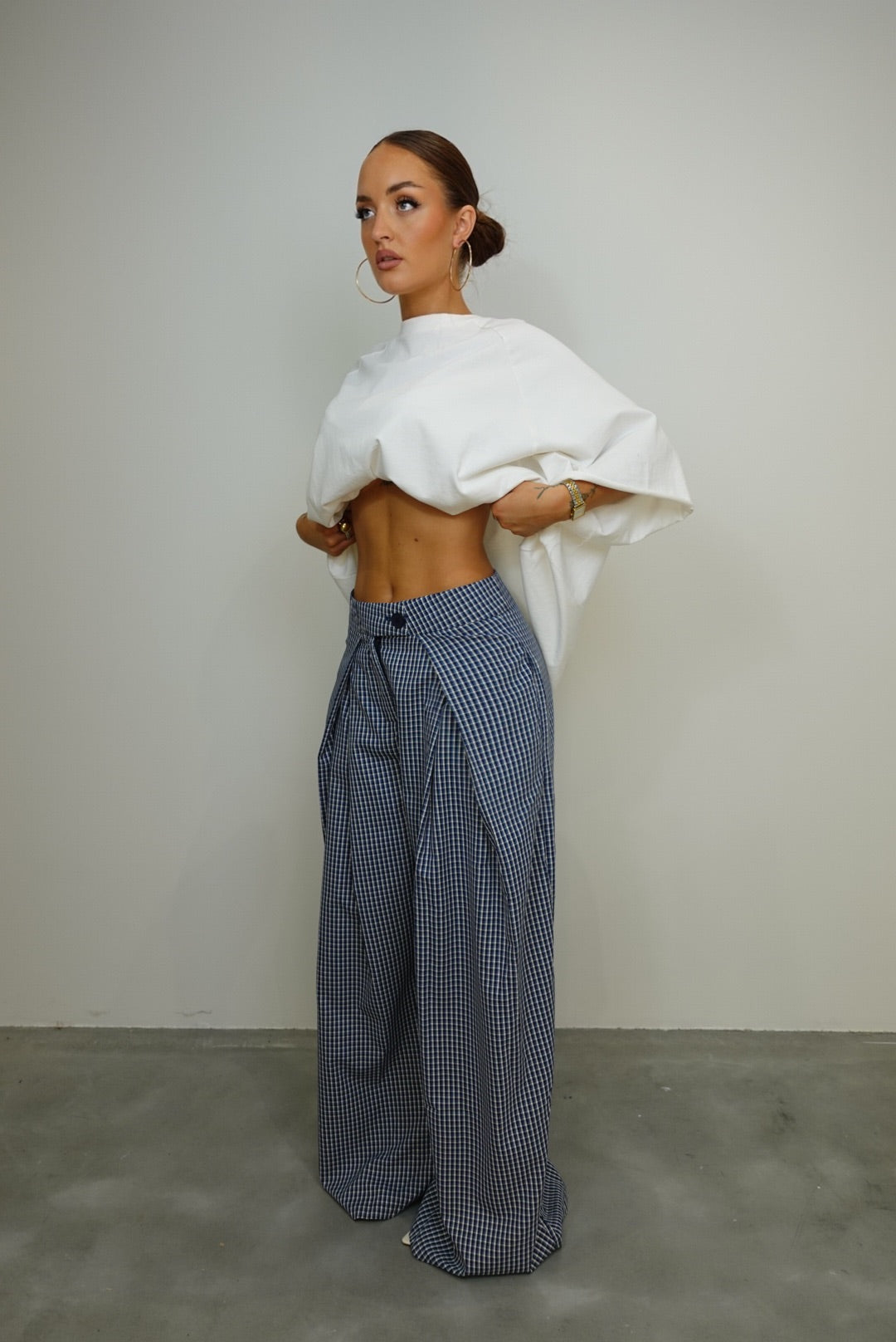 Pantalon à carreaux - bleu marine