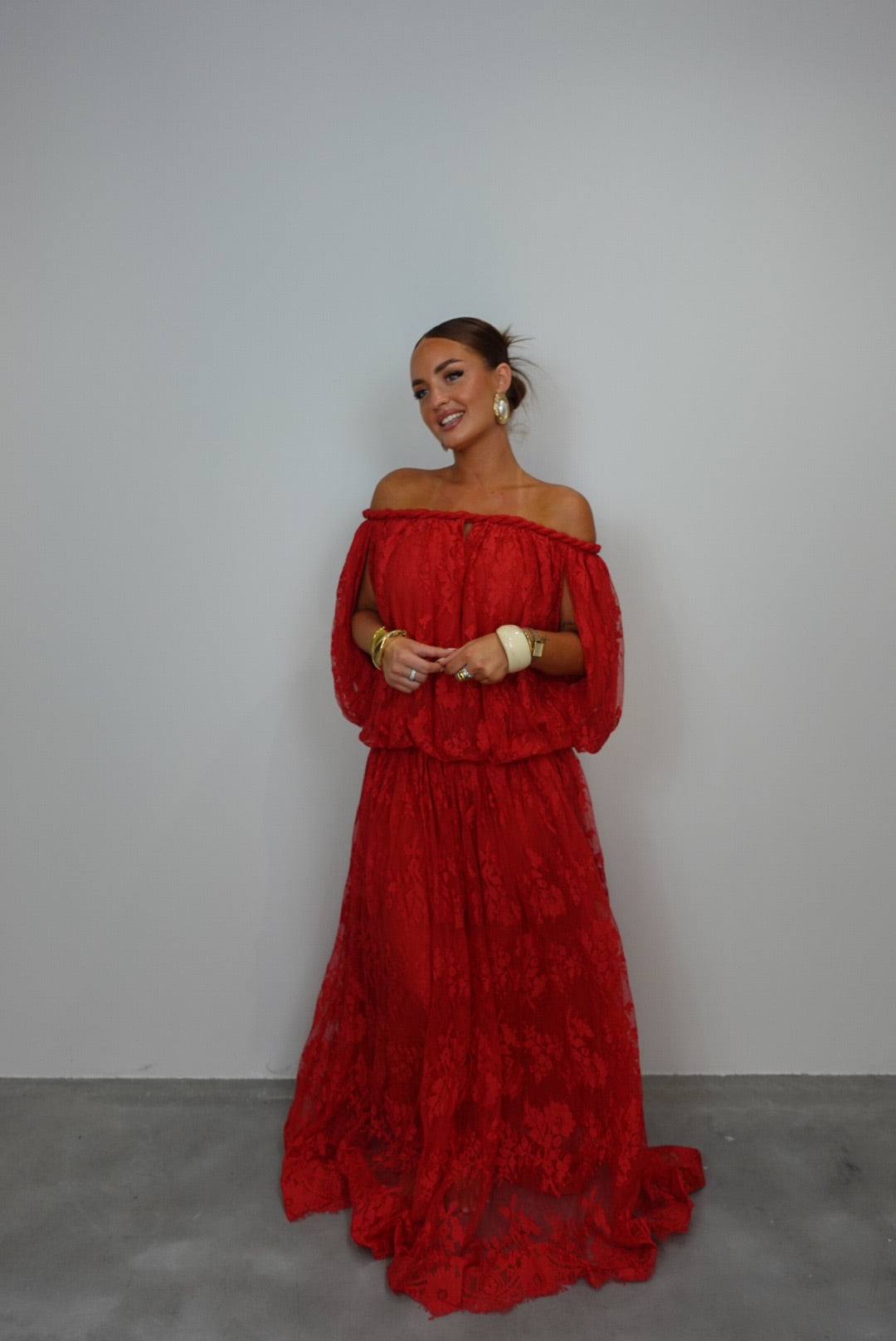 Robe dentelle premium - rouge
