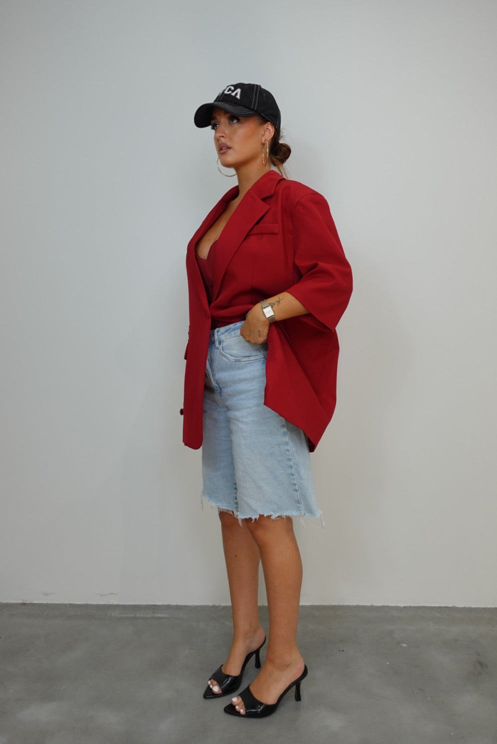 Blazer manches courtes loose - rouge