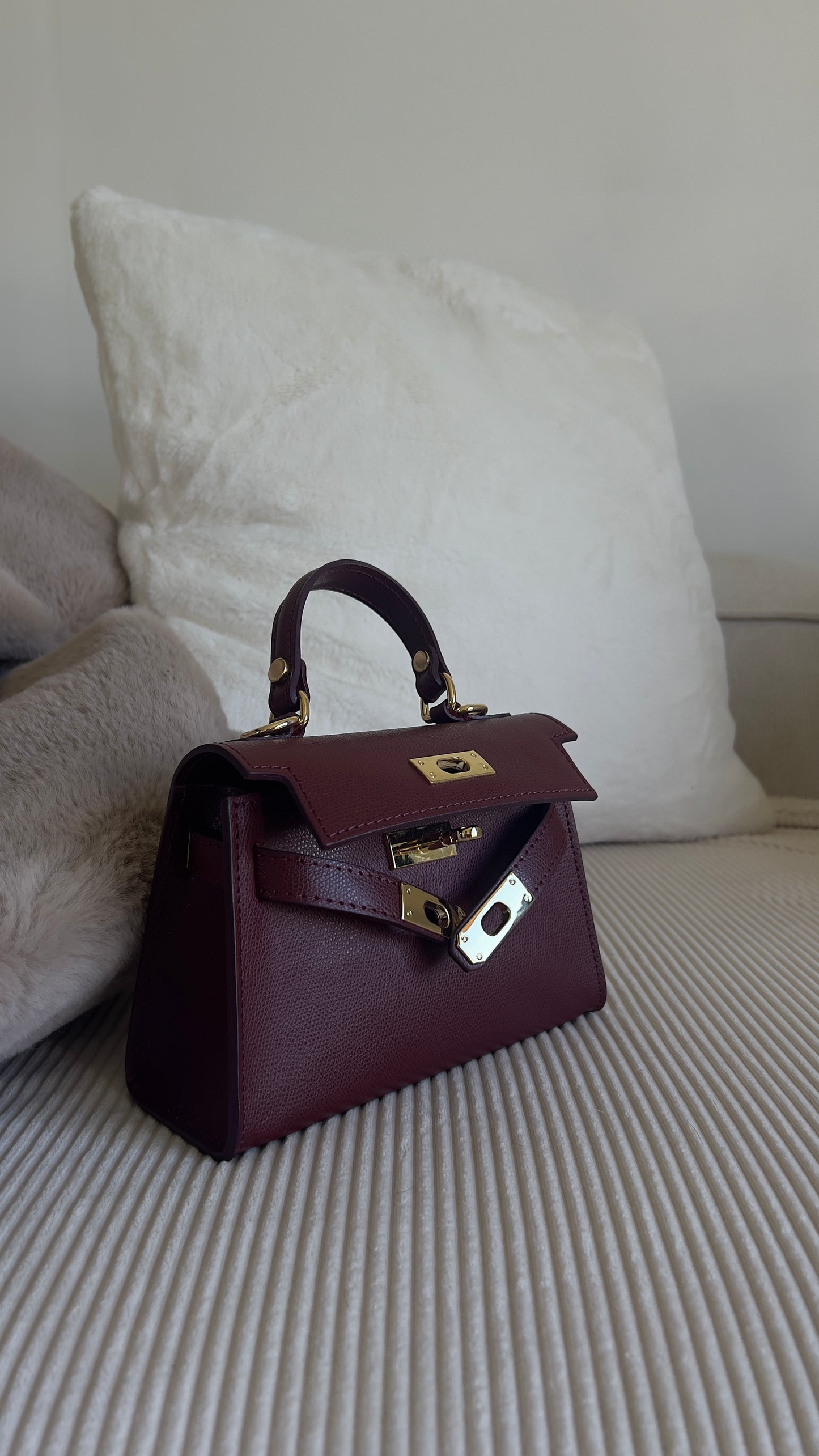 Sac en cuir H - bordeaux
