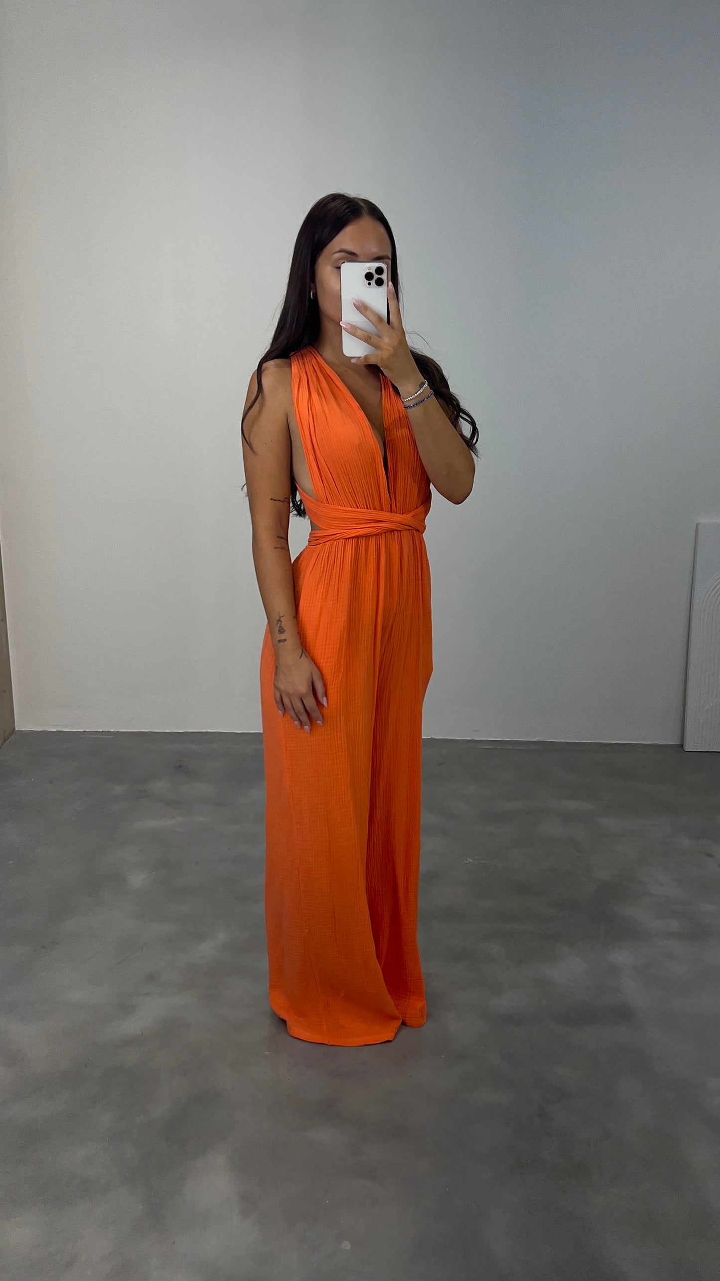 Combinaison gaze de coton orange