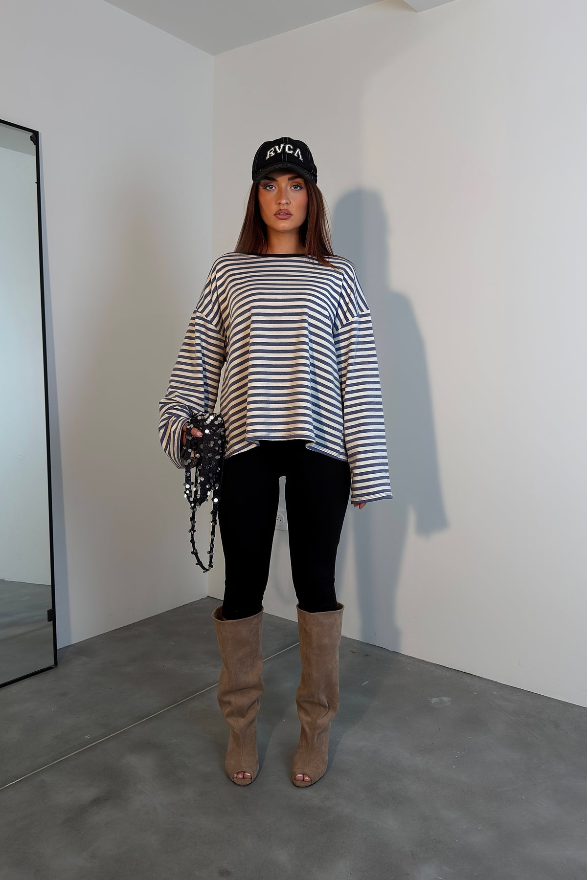 Marinière manches longues - bleu jean/blanc