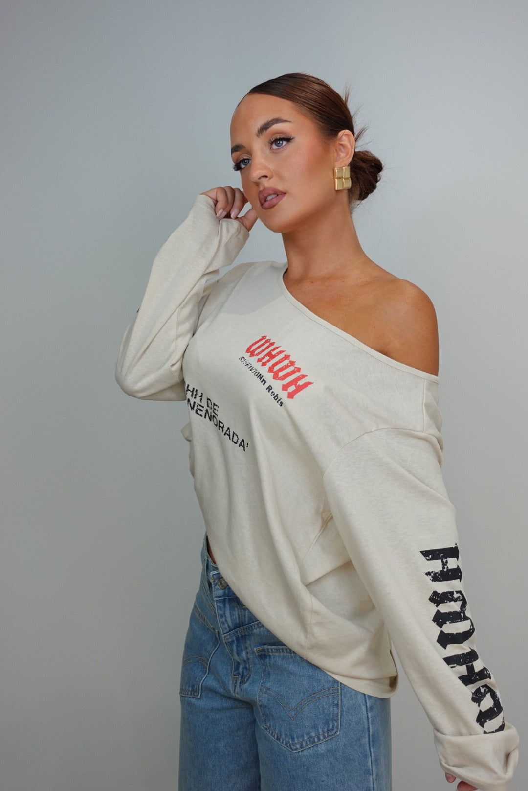 Haut loose imprimé - beige